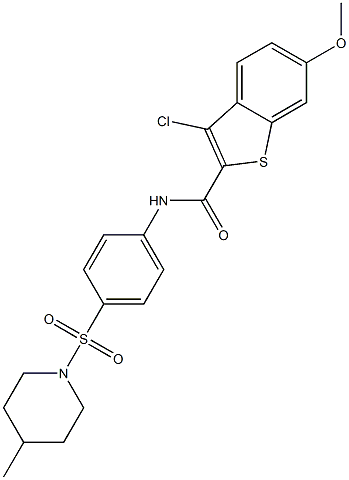 3-chloro-6-methoxy-N-{4-[(4-methyl-1-piperidinyl)sulfonyl]phenyl}-1-benzothiophene-2-carboxamide Struktur