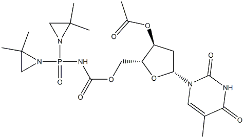3'-O-Acetyl-5'-O-[bis(2,2-dimethyl-1-aziridinyl)phosphinylaminocarbonyl]thymidine Struktur