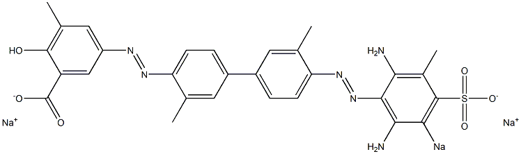 5-[[4'-[(2,6-Diamino-3-methyl-5-sodiosulfophenyl)azo]-3,3'-dimethyl-1,1'-biphenyl-4-yl]azo]-2-hydroxy-3-methylbenzoic acid sodium salt Struktur