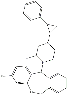 3-Fluoro-11-[4-(2-phenylcyclopropyl)methyl-1-piperazinyl]-6,11-dihydrodibenz[b,e]oxepin Struktur