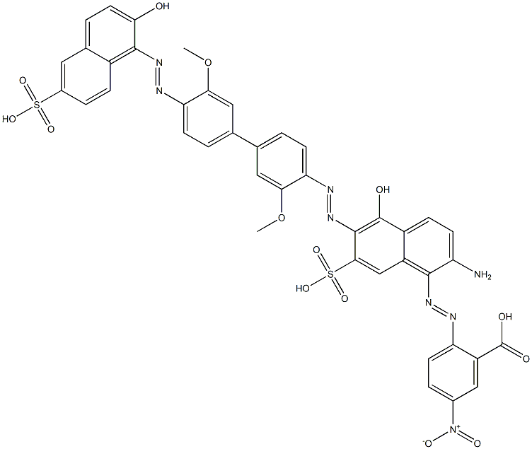 2-[2-Amino-5-hydroxy-6-[[4'-(2-hydroxy-6-sulfo-1-naphthalenylazo)-3,3'-dimethoxy[1,1'-biphenyl]-4-yl]azo]-7-sulfo-1-naphthalenylazo]-5-nitrobenzoic acid Structure
