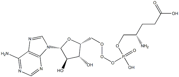(4S)-4-amino-5-[[(2R,3R,4R,5R)-5-(6-aminopurin-9-yl)-3,4-dihydroxy-oxolan-2-yl]methoxy-hydroxy-phosphoryl]oxy-pentanoic acid Struktur