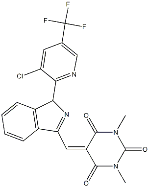 5-({1-[3-chloro-5-(trifluoromethyl)-2-pyridinyl]-1H-isoindol-3-yl}methylene)-1,3-dimethyl-2,4,6(1H,3H,5H)-pyrimidinetrione Struktur