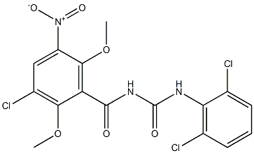 N-(3-chloro-2,6-dimethoxy-5-nitrobenzoyl)-N'-(2,6-dichlorophenyl)urea Struktur