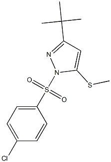 3-(tert-butyl)-1-[(4-chlorophenyl)sulfonyl]-5-(methylthio)-1H-pyrazole Struktur