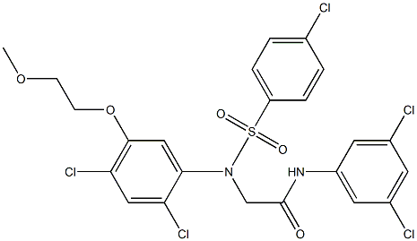 2-(N-(4-chlorophenylsulfonyl)-2,4-dichloro-5-(2-methoxyethoxy)phenylamino)-N-(3,5-dichlorophenyl)acetamide Struktur