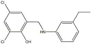 2,4-dichloro-6-{[(3-ethylphenyl)amino]methyl}phenol Struktur