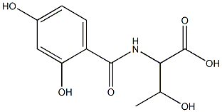 2-[(2,4-dihydroxybenzoyl)amino]-3-hydroxybutanoic acid Struktur