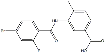 3-[(4-bromo-2-fluorobenzene)amido]-4-methylbenzoic acid Struktur