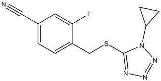 4-{[(1-cyclopropyl-1H-1,2,3,4-tetrazol-5-yl)sulfanyl]methyl}-3-fluorobenzonitrile Struktur