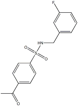 4-acetyl-N-[(3-fluorophenyl)methyl]benzene-1-sulfonamide Struktur