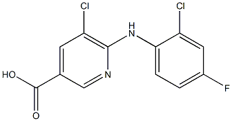 5-chloro-6-[(2-chloro-4-fluorophenyl)amino]pyridine-3-carboxylic acid Struktur