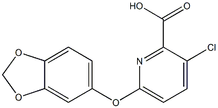 6-(2H-1,3-benzodioxol-5-yloxy)-3-chloropyridine-2-carboxylic acid Struktur