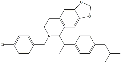 6-(4-chlorobenzyl)-5-[1-(4-isobutylphenyl)ethyl]-5,6,7,8-tetrahydro[1,3]dioxolo[4,5-g]isoquinoline Struktur