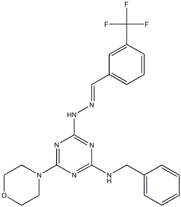 3-(trifluoromethyl)benzaldehyde [4-(benzylamino)-6-(4-morpholinyl)-1,3,5-triazin-2-yl]hydrazone Struktur