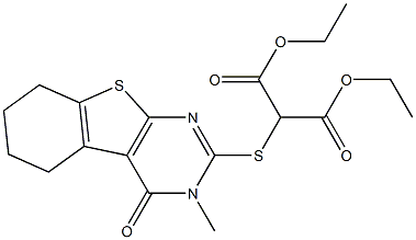diethyl 2-[(3-methyl-4-oxo-3,4,5,6,7,8-hexahydro[1]benzothieno[2,3-d]pyrimidin-2-yl)sulfanyl]propanedioate Struktur