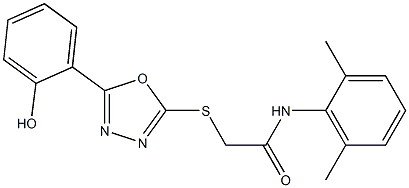 N-(2,6-dimethylphenyl)-2-{[5-(2-hydroxyphenyl)-1,3,4-oxadiazol-2-yl]sulfanyl}acetamide Struktur