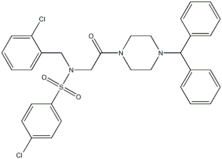 N-[2-(4-benzhydryl-1-piperazinyl)-2-oxoethyl]-4-chloro-N-(2-chlorobenzyl)benzenesulfonamide Struktur