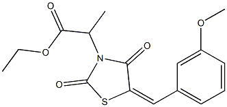 ethyl 2-[5-(3-methoxybenzylidene)-2,4-dioxo-1,3-thiazolidin-3-yl]propanoate Struktur