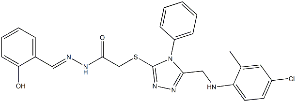 2-({5-[(4-chloro-2-methylanilino)methyl]-4-phenyl-4H-1,2,4-triazol-3-yl}sulfanyl)-N'-(2-hydroxybenzylidene)acetohydrazide Struktur