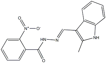 N'-[(E)-(2-methyl-1H-indol-3-yl)methylidene]-2-nitrobenzohydrazide Struktur