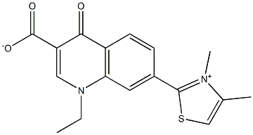 1,4-Dihydro-1-ethyl-4-oxo-7-[(3,4-dimethylthiazol-3-ium)-2-yl]quinoline-3-carboxylic acid Struktur