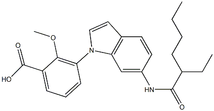 3-[6-(2-Ethylhexanoylamino)-1H-indol-1-yl]-2-methoxybenzoic acid Struktur