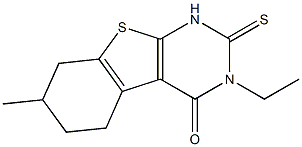 1,2,5,6,7,8-Hexahydro-3-ethyl-7-methyl-2-thioxo[1]benzothieno[2,3-d]pyrimidin-4(3H)-one Struktur
