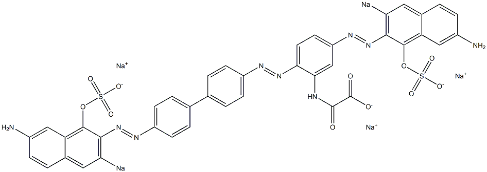 N-[5-[(7-Amino-1-hydroxy-3-sodiosulfo-2-naphthalenyl)azo]-2-[[4'-[(7-amino-1-hydroxy-3-sodiosulfo-2-naphthalenyl)azo]-1,1'-biphenyl-4-yl]azo]phenyl]oxamidic acid sodium salt Struktur
