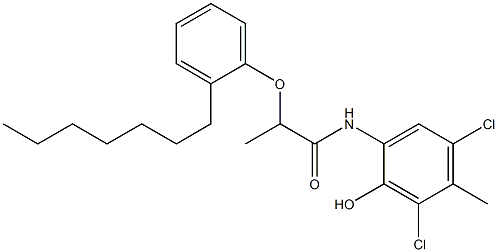 2-[2-(2-Heptylphenoxy)propanoylamino]-4,6-dichloro-5-methylphenol Struktur
