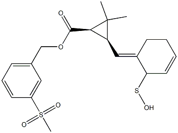 (1R,3S)-2,2-Dimethyl-3-[[(3E)-2,3,4,5-tetrahydro-2-oxothiophen]-3-ylidenemethyl]cyclopropane-1-carboxylic acid-3-(methylsulfonyl)benzyl ester Struktur