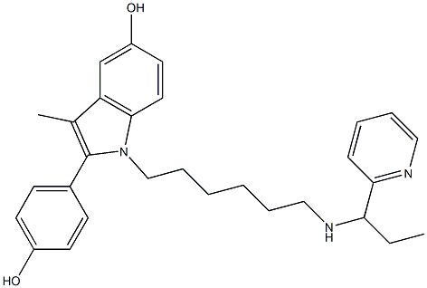 2-(4-Hydroxyphenyl)-3-methyl-1-[6-[1-(2-pyridinyl)propylamino]hexyl]-1H-indol-5-ol Struktur
