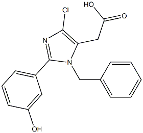 1-ベンジル-4-クロロ-2-(3-ヒドロキシフェニル)-1H-イミダゾール-5-酢酸 化學(xué)構(gòu)造式