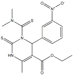 1,2,3,4-Tetrahydro-6-methyl-2-thioxo-4-(3-nitrophenyl)-3-(dimethylaminothiocarbonyl)pyrimidine-5-carboxylic acid ethyl ester Struktur