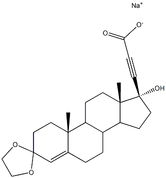 (17R)-3,3-Ethylenebisoxy-17-hydroxypregn-4-en-20-yne-21-carboxylic acid sodium salt Struktur