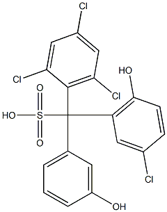 (3-Chloro-6-hydroxyphenyl)(2,4,6-trichlorophenyl)(3-hydroxyphenyl)methanesulfonic acid Struktur