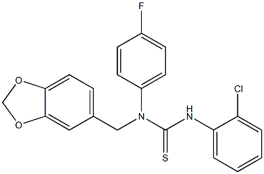 N-(1,3-benzodioxol-5-ylmethyl)-N'-(2-chlorophenyl)-N-(4-fluorophenyl)thiourea Struktur