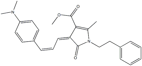methyl 3-{(Z,2Z)-3-[4-(dimethylamino)phenyl]-2-propenylidene}-5-methyl-2-oxo-1-phenethyl-1,2-dihydro-3H-pyrrole-4-carboxylate Struktur