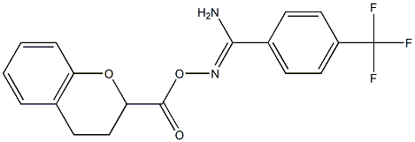 O1-(3,4-dihydro-2H-chromen-2-ylcarbonyl)-4-(trifluoromethyl)benzene-1-carbohydroximamide Struktur