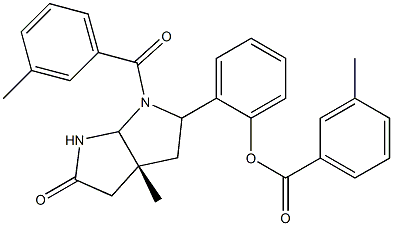2-[(3aR)-3a-methyl-1-(3-methylbenzoyl)-5-oxooctahydropyrrolo[2,3-b]pyrrol-2-yl]phenyl 3-methylbenzenecarboxylate Struktur