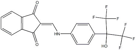 2-({4-[2,2,2-trifluoro-1-hydroxy-1-(trifluoromethyl)ethyl]anilino}methylene)-1H-indene-1,3(2H)-dione Struktur