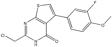2-(chloromethyl)-5-(3-fluoro-4-methoxyphenyl)-3H,4H-thieno[2,3-d]pyrimidin-4-one Struktur