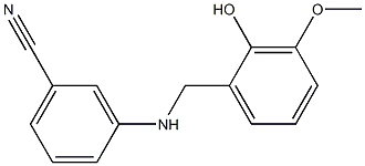3-{[(2-hydroxy-3-methoxyphenyl)methyl]amino}benzonitrile Struktur