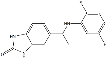 5-{1-[(2,5-difluorophenyl)amino]ethyl}-2,3-dihydro-1H-1,3-benzodiazol-2-one Struktur