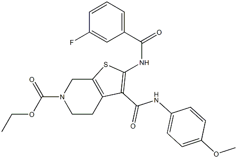 ethyl 2-[(3-fluorobenzoyl)amino]-3-[(4-methoxyanilino)carbonyl]-4,7-dihydrothieno[2,3-c]pyridine-6(5H)-carboxylate Struktur