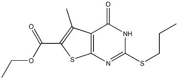 ethyl 5-methyl-4-oxo-2-(propylsulfanyl)-3,4-dihydrothieno[2,3-d]pyrimidine-6-carboxylate Struktur