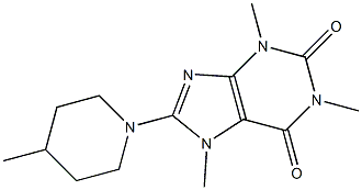 1,3,7-trimethyl-8-(4-methyl-1-piperidinyl)-3,7-dihydro-1H-purine-2,6-dione Struktur