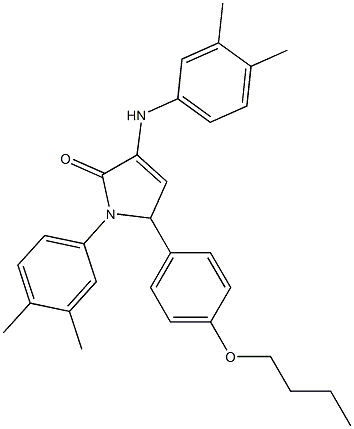 5-(4-butoxyphenyl)-3-(3,4-dimethylanilino)-1-(3,4-dimethylphenyl)-1,5-dihydro-2H-pyrrol-2-one Struktur