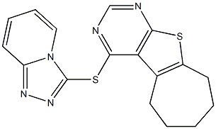 6,7,8,9-tetrahydro-5H-cyclohepta[4,5]thieno[2,3-d]pyrimidin-4-yl [1,2,4]triazolo[4,3-a]pyridin-3-yl sulfide Struktur