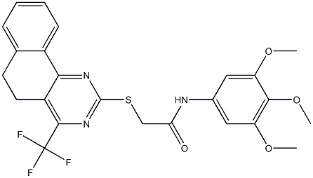 2-{[4-(trifluoromethyl)-5,6-dihydrobenzo[h]quinazolin-2-yl]sulfanyl}-N-(3,4,5-trimethoxyphenyl)acetamide Struktur